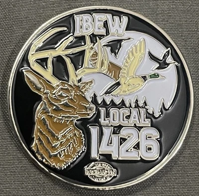 Moneda Desafío IBEW Local 1426 Fargo Dakota del Norte Ciervo Pato Naturaleza Foto 1 de 2