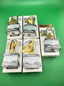 Lot Of 5 Master Lock Padlock 3KALF Keyed Alike Long 1-1/2" Shackle Free Shipping - Picture 1 of 3