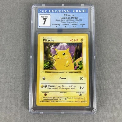 1999 Pikachu 1st Edition Ghost Stamp Error CGC 7 With Subgrades RARE Vintage - Image 1 of 3