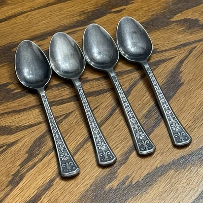 Interpur Florenz set 4 Teaspoons black accents stainless Floral  6 1/4” - Image 1 of 4