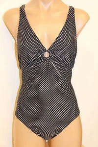 New DKNY Donna Karan Swimsuit 1 piece size 6 Maillot BLK/Khaki - Picture 1 of 4