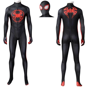 The Across Spider Verse Spiderman Miles Morales Jumpsuit Suit Cosplay Costume US - Picture 1 of 12
