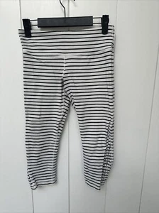 GLYDER Women's White W/ Black Stripes Athletic Leggings Size XS Capri - Picture 1 of 8