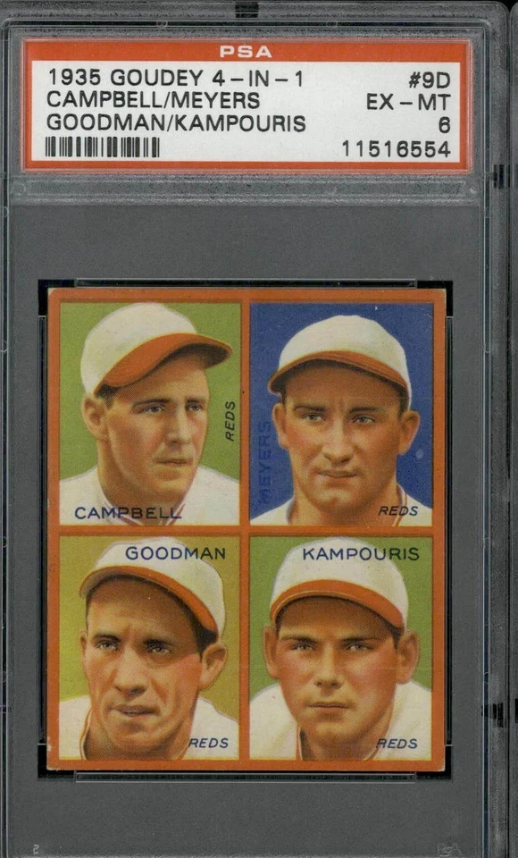 1935 Goudey 4-In-1 #9D Campbell/Meyers - PSA 6 - Image 1 of 2