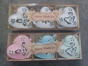 Valery Madelyn Metal Hanging Tree Ornaments 12 pcs Heart White Pink Blue Green - Picture 1 of 3