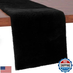 duduta schwarz Kunstfell Tischläufer 11,8" x 59,1", flauschig Shag Kommode Bett Cof - Bild 1 von 5