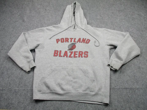 Portland Trail Blazers Hoodie Mens Large Gray NBA Basketball Pullover Fanatics * Cover