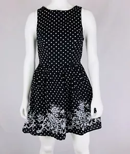 Speechless Junior Kleid Gr. 5 schwarz weiß gepunktet bestickt Blumen gefüttert - Bild 1 von 10