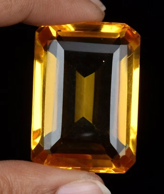 Large Yellow Citrine 81.30 Ct. Emerald Cut Loose Gemstone for Ring & Pendant - Image 1 of 4