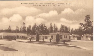 SPOKANE, WASHINGTON POSTCARD Wynne's Motel, Lingere St. Sepia - Picture 1 of 2