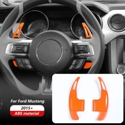 Orange Steering Wheel Shift Paddle Shifter Trim Cover For Ford Mustang 2015-2023 Foto 1 de 4