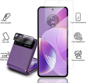 1+1- for Motorola Razr (2023) TPU Screen Protector w/ Tempered Glass Camera Lens - Picture 1 of 7