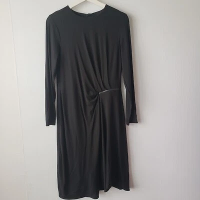 Worth New York womens Sheath Dress size 12 Black long sleeve Zip Detail - Image 1 of 4