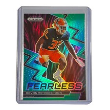 Devon Witherspoon 2023 Panini Prizm Draft Picks Fearless Green RC #F-12 Illinois