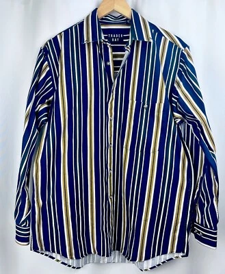 Vintage Trader Bay Mens Medium Multi Color Stripe Button Down Shirt Long Sleeve - Image 1 of 4