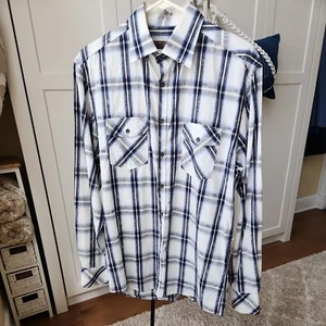 Camisa azul Pronto para hombre de manga larga a cuadros de cachemira talla M - Imagen 1 de 10