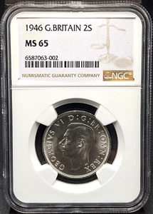1946 Großbritannien 2 Shillings NGC MS65 - Bild 1 von 4