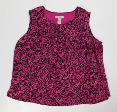 Top sin mangas Covington para mujer talla 16-18W rosa floral 100 % poliéster Foto 1 de 4