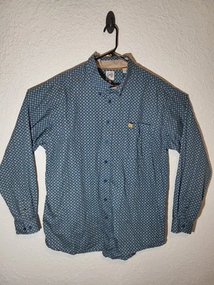 Camisa Cinch Para Hombres XL Azul Estampado Medallón Puño Abatible Western Manga Larga Foto 1 de 4