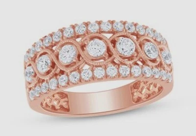 Banda DIAMANTE Blanco Rosa 1 Quilate Talla 6.5 10 K NUEVA ENVÍO GRATUITO Foto 1 de 4