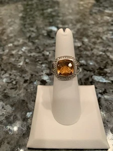 David Yurman, Sterling Silver, Albion Citrine and Diamond Ring, Size 6 - Picture 1 of 6