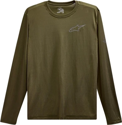 Camiseta Alpinestars Pursue Masculina Manga Longa Verde Militar - Imagem 1 de 3