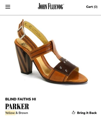 John Fluevog Blind Faith Hi Parker Sandal In Yellow And Brown Leather Size 8.5 Foto 1 de 4