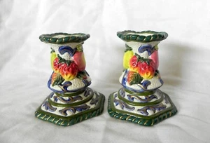 Fitz and Floyd Classics FLORENTINE Candlestick Holders 3.75" Fruit (Set of 2) - Picture 1 of 8