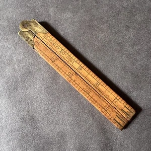 VINTAGE STANLEY RULE & LEVEL CO NO.51 BOXWOOD & BRASS FOLDING RULE MADE IN USA - Picture 1 of 9