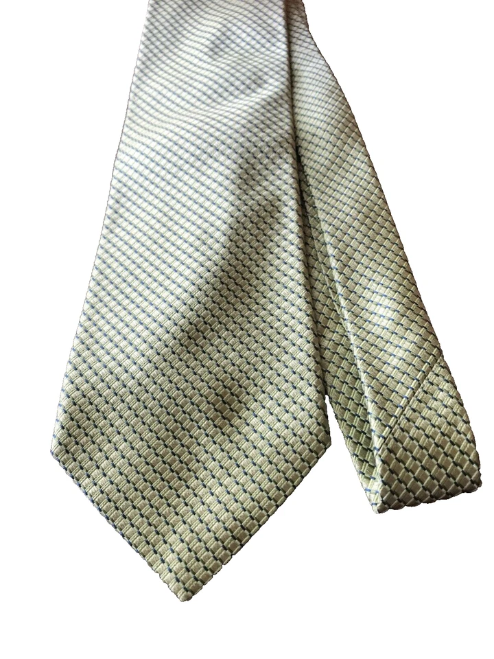 Corbata de cuello DANIEL CREMIEUX verde/azul patrón tejido 100 % ancho seda 4" ancho Foto 1 de 4