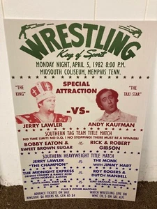 1982 Memphis Wrestling Promo Poster Jerry Lawler Andy Kaufman Feud 12x18 - Imagen 1 de 1