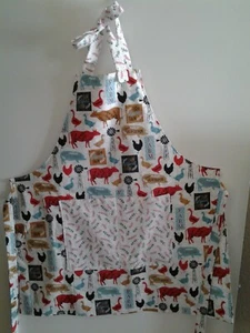Apron Farm Yard Red, white, black 100% Cotton made by RSF Designs 831 - Picture 1 of 4