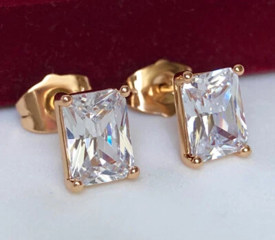 Deluxe Ohrringe Ohrstecker Zirkonia Kristall Weiß 750er Gold 18K vergoldet  - Bild 1 von 4