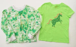 Lot 2 Cat & Jack Girls St Patricks Day T-Shirt Sweatshirt Shamrocks Sz 7/8 - Picture 1 of 7