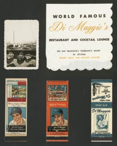 1940s 1948 años 1960 JOE DIMAGGIO'S RESTAURANTE FOTOGRAFÍA ORIGINAL - SERVILLETA- FÓSFOROS - Imagen 1 de 2