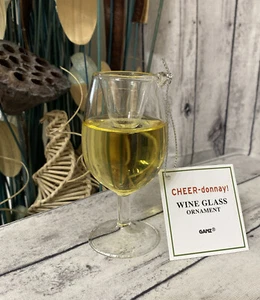 GANZ WINE GLASS ORNAMENT- WHITE WINE GLASS ORNAMENT- HANGING GLASS ORNAMENT- NEW - Picture 1 of 5