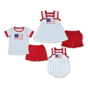 Baby Mädchen Flagge 4. Juli Geschwister Strampler Kleidung Sets - Bild 1 von 7