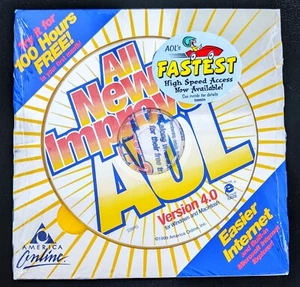 Disco del programa coleccionable America Online 1999, CD vintage AOL v4.0 con pegatina rara - Imagen 1 de 4