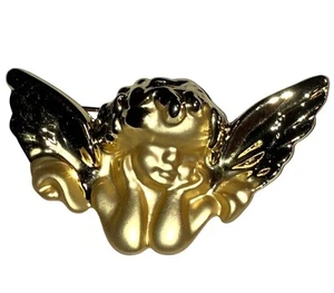 Vintage Gold Tone Angel Cherub Wings Brooch Pin - Picture 1 of 8