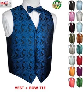 Men's Paisley Formal Tuxedo Vest and Bow-Tie. Wedding, Prom, Cruise, Dress - Picture 1 of 14