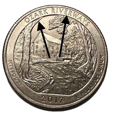 2017 P Washington Quarter Double Die On Ozark Riverways Cover
