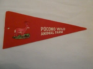 VINTAGE POCONO WILD ANIMAL FARM PENNSYLVANIA MINI PENNANT - Picture 1 of 4