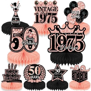 50th Birthday Decorations Women 9pcs Rose Gold 50 Birthday Party Table Decora... - Picture 1 of 6