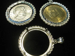 SOPORTE PARA MONEDAS para dólares pequeños y colgante ~ plata esterlina ajuste 26,5 mm (1,04 pulgadas) - Imagen 1 de 4