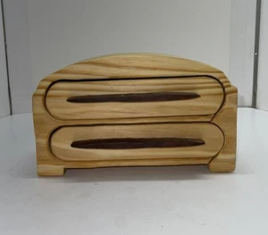 Two drawer bandsaw box fine wood working jeweler trinket box hand carved wood - Picture 1 of 10