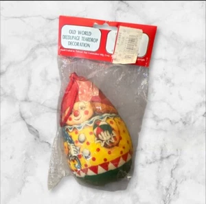 Vtg Commodore Old World Decoupage Teardrop Clown Decoration Taiwan - Picture 1 of 2