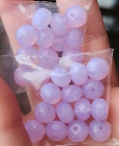 Vintage Jewelry Making Beads 25+ Purple Lavender Lilac Glass Rondelle Czech gorg