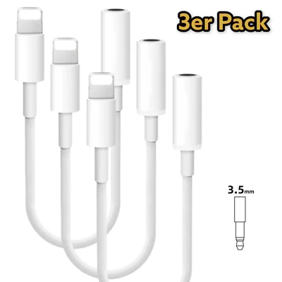 Audio Aux für alle iPhones Adapter auf 3,5mm Klinke Kabel Kopfhörer Telefonieren - Bild 1 von 4