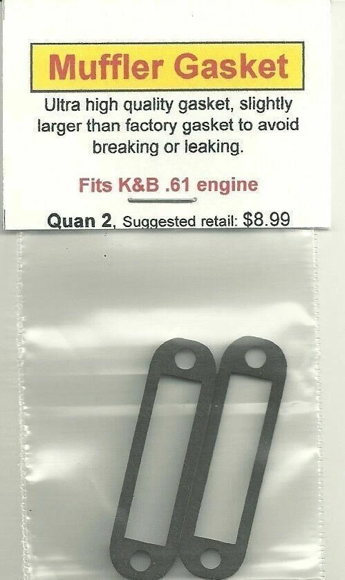 Pacote com 2 silenciadores/gaxeta de escape de reposição, compatível com K&B .61 novo na embalagem - Imagem 1 de 1
