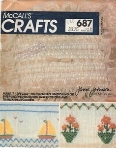 McCall's 687 SMOCKING Diseños Patrón Planchado SIN USAR Velero Lingotes Rosas - Imagen 1 de 3